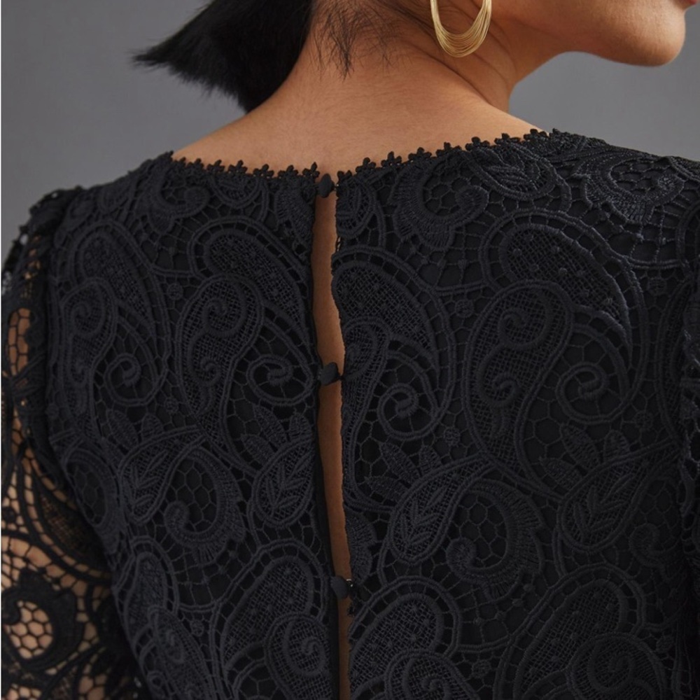 Anthropologie Maeve Black Embroidered Lace Mini Dress Size 2 - Picture 3 of 10